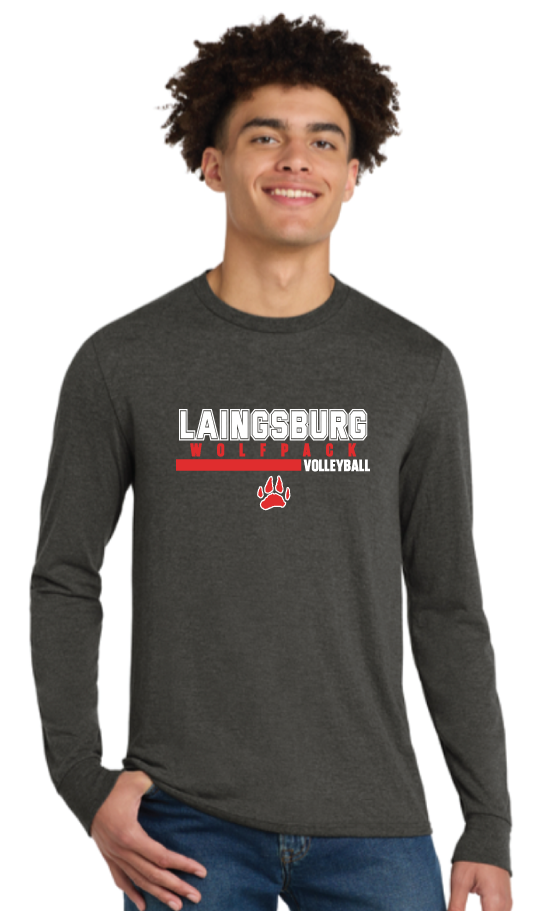 2026 Laingsburg Volleyball 1 District® Perfect Tri® Long Sleeve Tee GREY