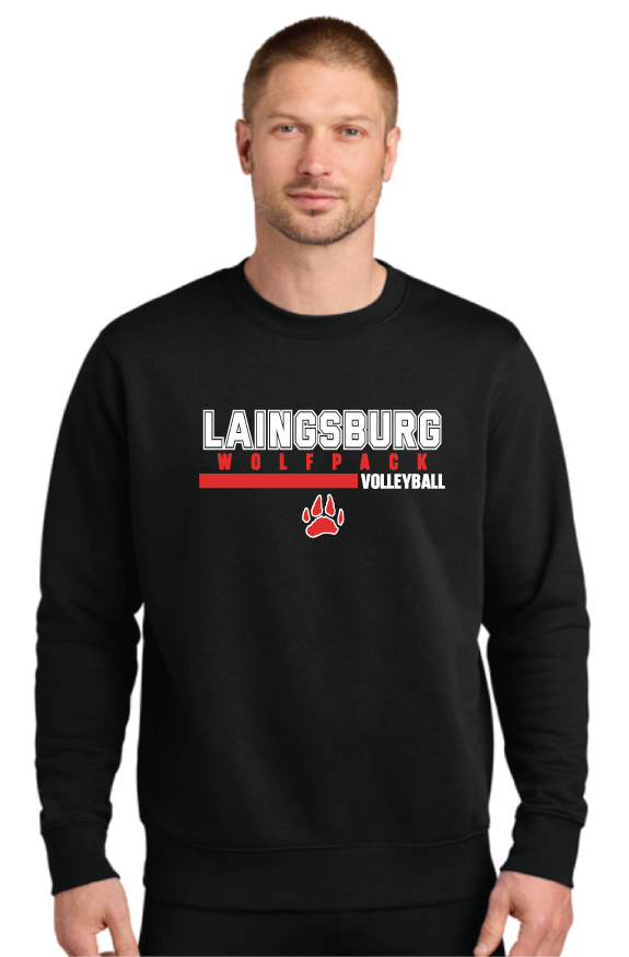 2026 Laingsburg Volleyball 1 Nike Club Fleece Sleeve Swoosh Crew BLACK