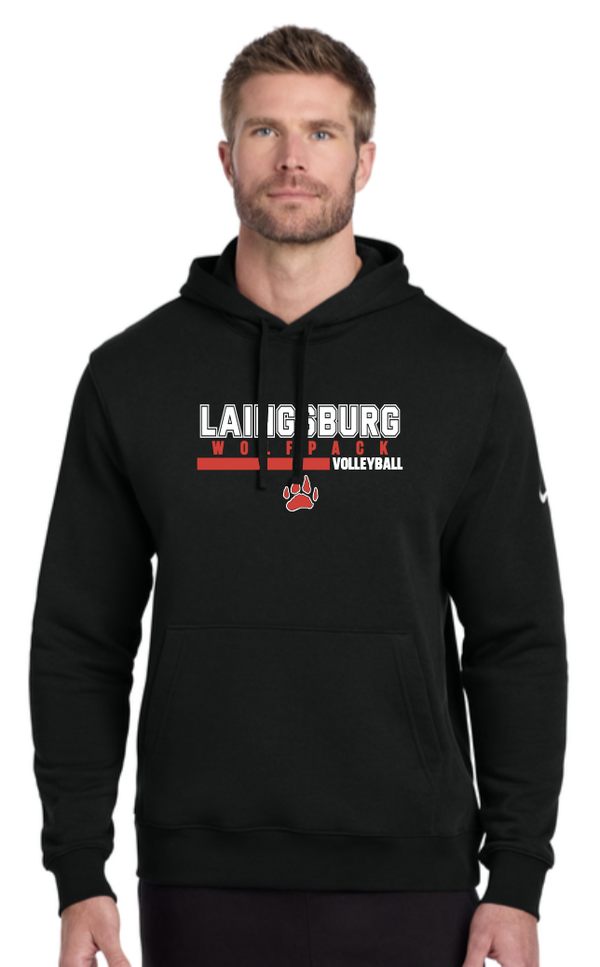 2026 Laingsburg Volleyball 1 Nike Club Fleece Sleeve Swoosh Pullover Hoodie BLACK