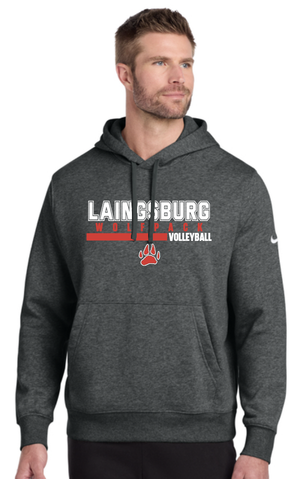 2026 Laingsburg Volleyball 1 Nike Club Fleece Sleeve Swoosh Pullover Hoodie GREY