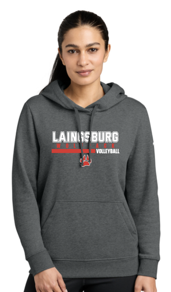 2026 Laingsburg Volleyball 1 Nike Women's Club Fleece Sleeve Swoosh Pullover Hoodie GREY