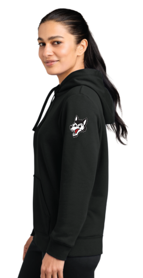 2026 Laingsburg Boys Soccer Women's Club Fleece Sleeve Swoosh Pullover Hoodie BLACK