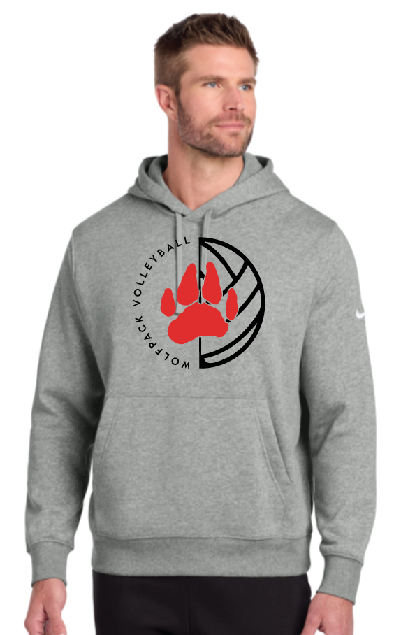 2026 Laingsburg Volleyball 2 Nike Club Fleece Sleeve Swoosh Pullover Hoodie GREY