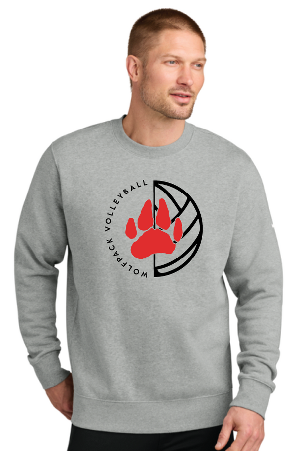 2026 Laingsburg Volleyball 2 Nike Club Fleece Sleeve Swoosh Crew GREY
