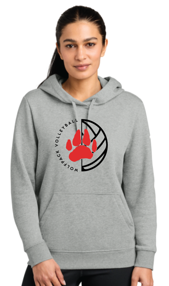 2026 Laingsburg Volleyball 2 Nike Women's Club Fleece Sleeve Swoosh Pullover Hoodie GREY