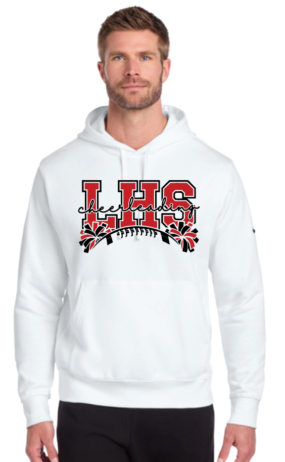 2026 Laingsburg Cheerleading Nike Club Fleece Sleeve Swoosh Pullover Hoodie WHITE