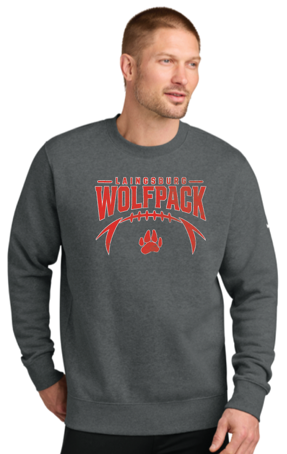2026 Laingsburg Football Nike Club Fleece Sleeve Swoosh Crew