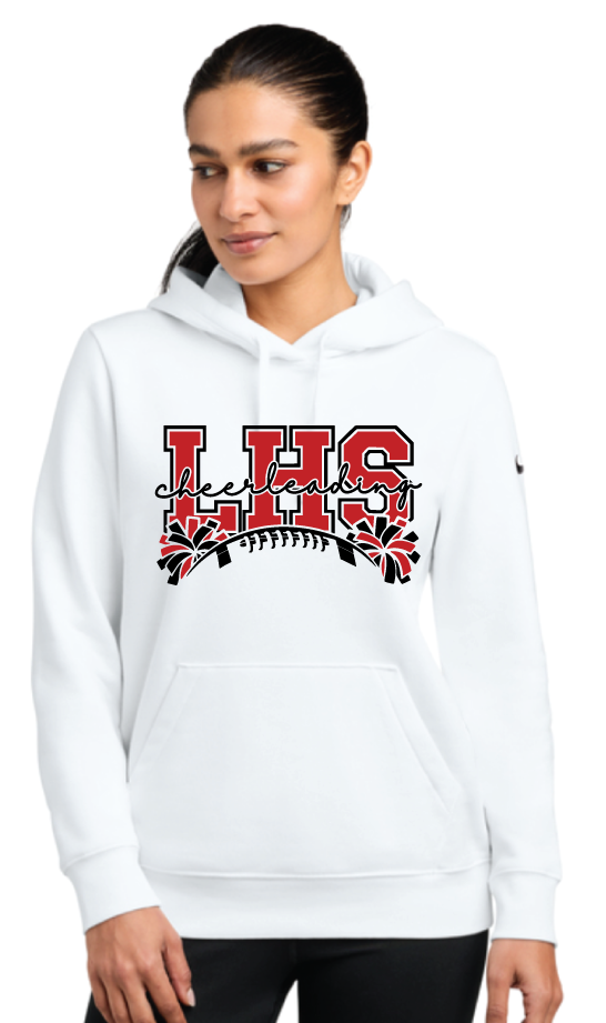 2026 Laingsburg Cheerleading Nike Women's Club Fleece Sleeve Swoosh Pullover Hoodie WHITE
