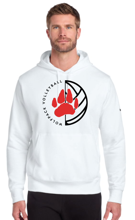 2026 Laingsburg Volleyball 2 Nike Club Fleece Sleeve Swoosh Pullover Hoodie WHITE