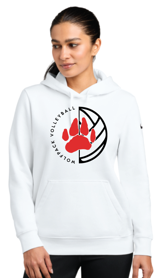 2026 Laingsburg Volleyball 2 Nike Women's Club Fleece Sleeve Swoosh Pullover Hoodie WHITE